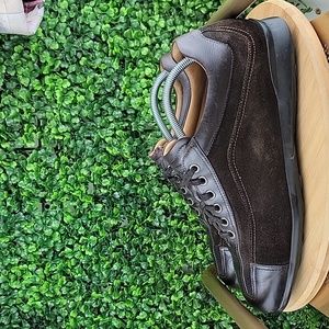Santoni Mens Leather Suede Padded Casual Lace-up Sneaker Shoe Brown Size 9.5